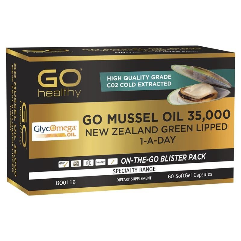 [Go Healthy] New Zealand Green Lipped Mussel 35,000mg 60 Capsules