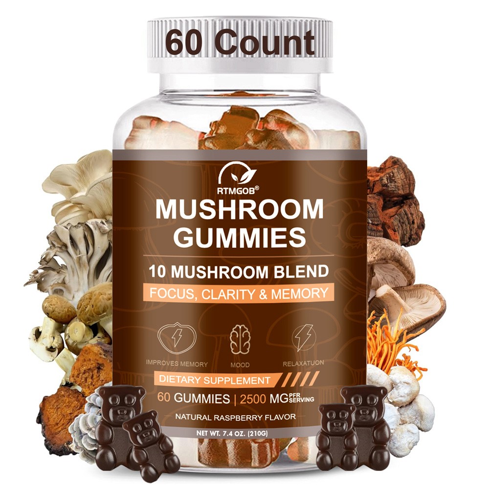Functional Mushroom Gummies, 2500mg w/Ashwagandha Shiit Blend for Focus Immunity