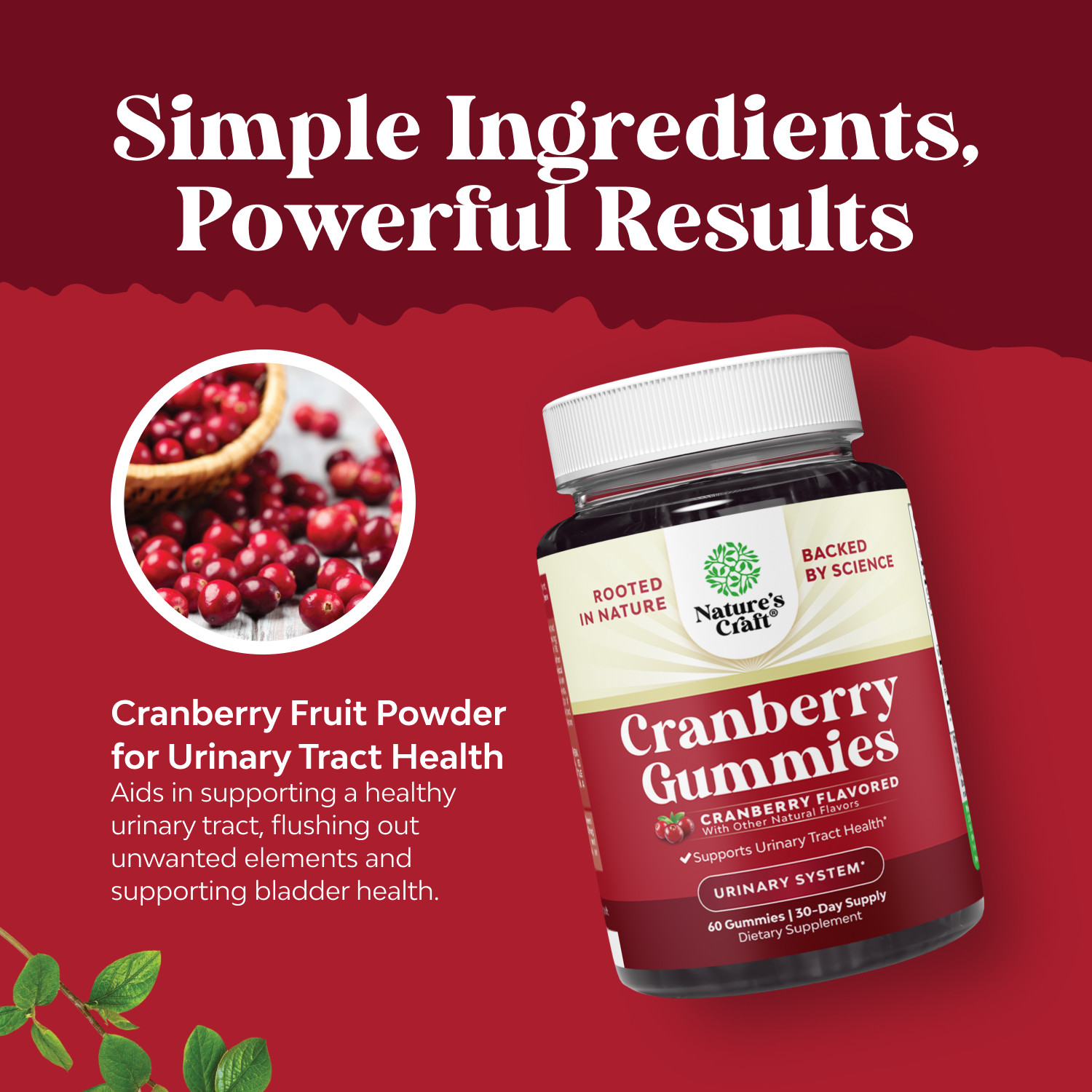 Natural Cranberry Gummies for Women & Men Extra Strength Delicious Antioxidant