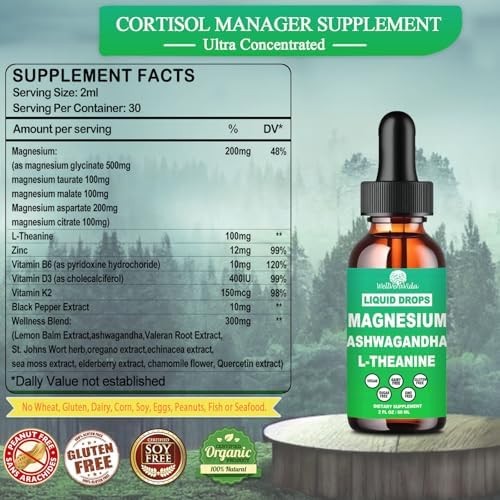 Cortisol Support Supplement with Magnesium Ashwagandha Theanine 2 Pack