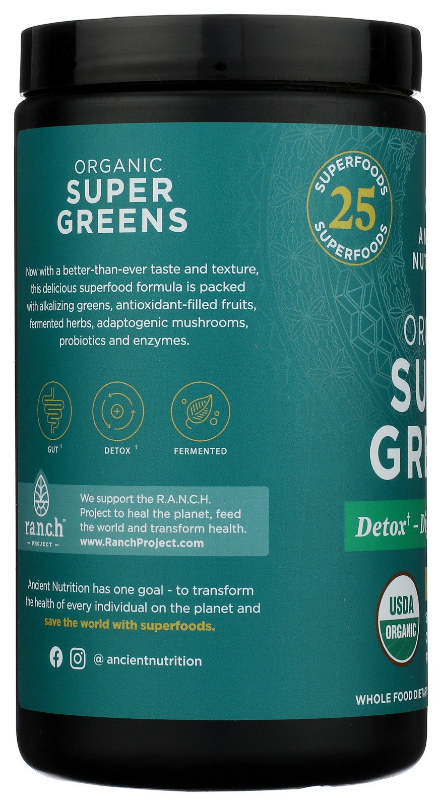 Organic Super Greens Mango Flavor Powder By Ancient Nutrition 1 Pack
