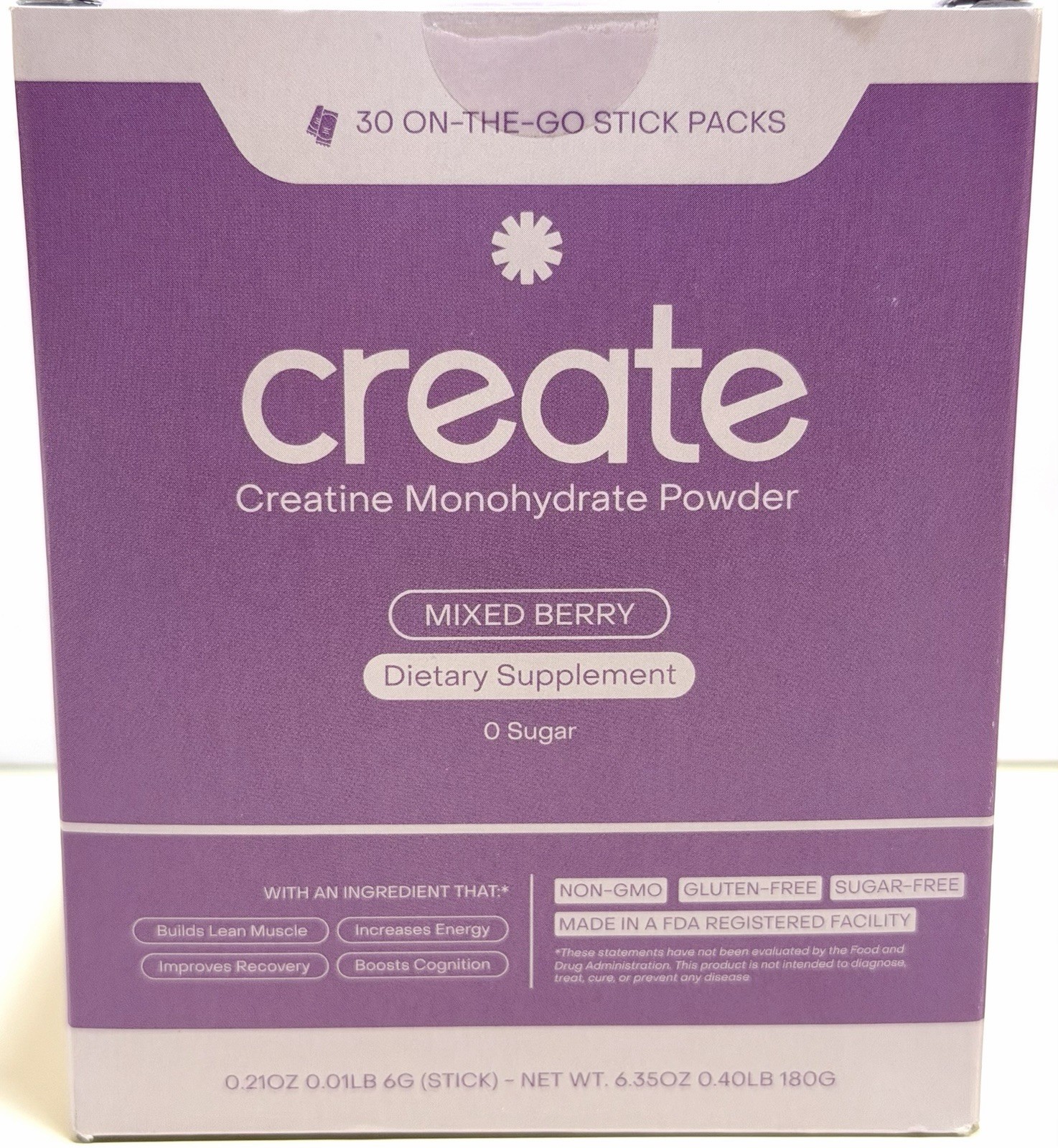 2 Pack Create Creatine Monohydrate On-The-Go Sticks Mixed Berry 60 Ct. Exp 01/27