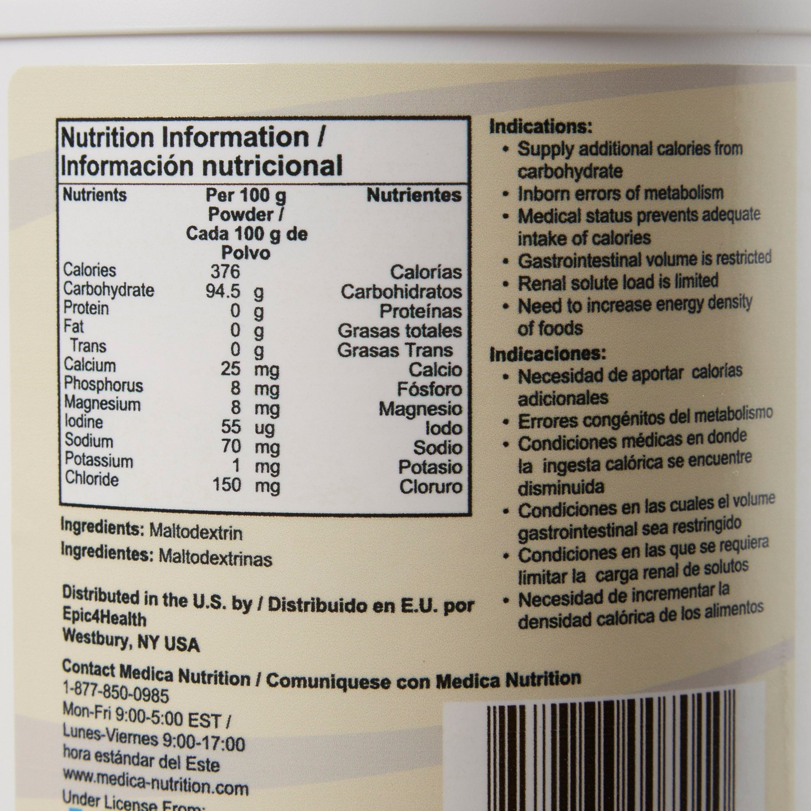 SolCarb Oral Supplement Unflavored 16 oz. Jar
