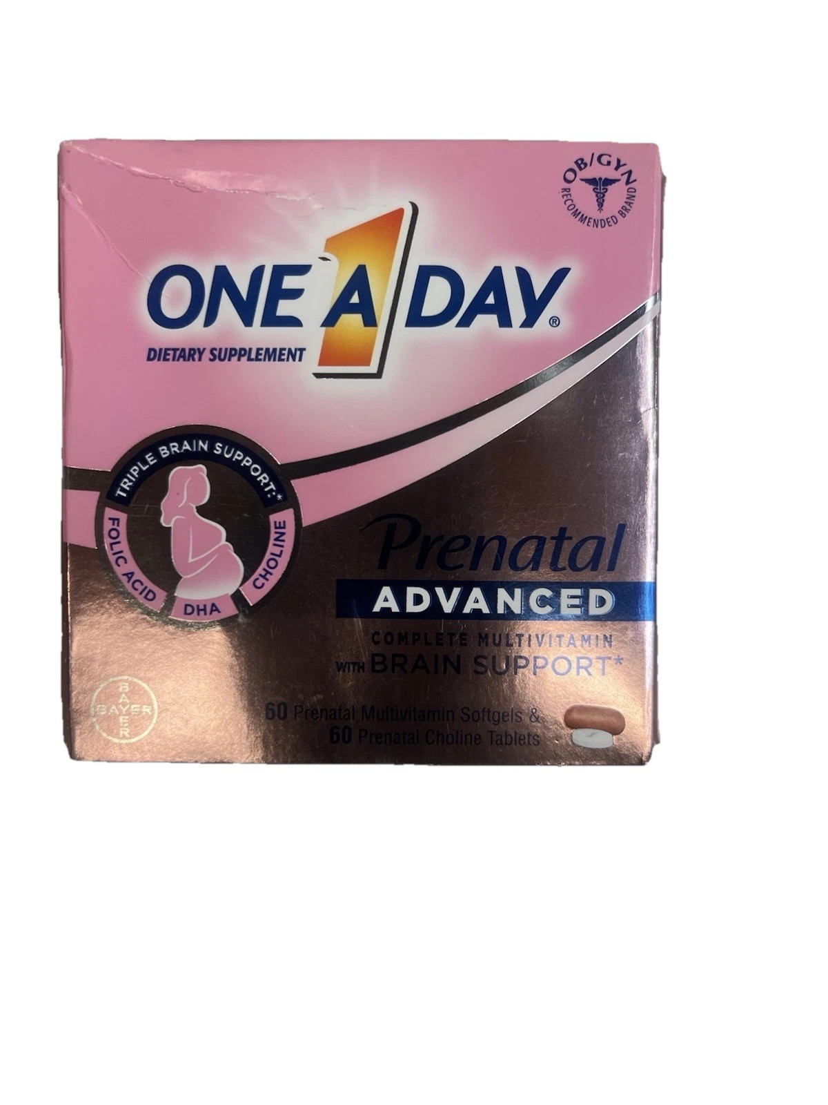 One A Day Prenatal Advanced Multivitamin Folic Acid DHA Chol 120 Pills Exp 11/26