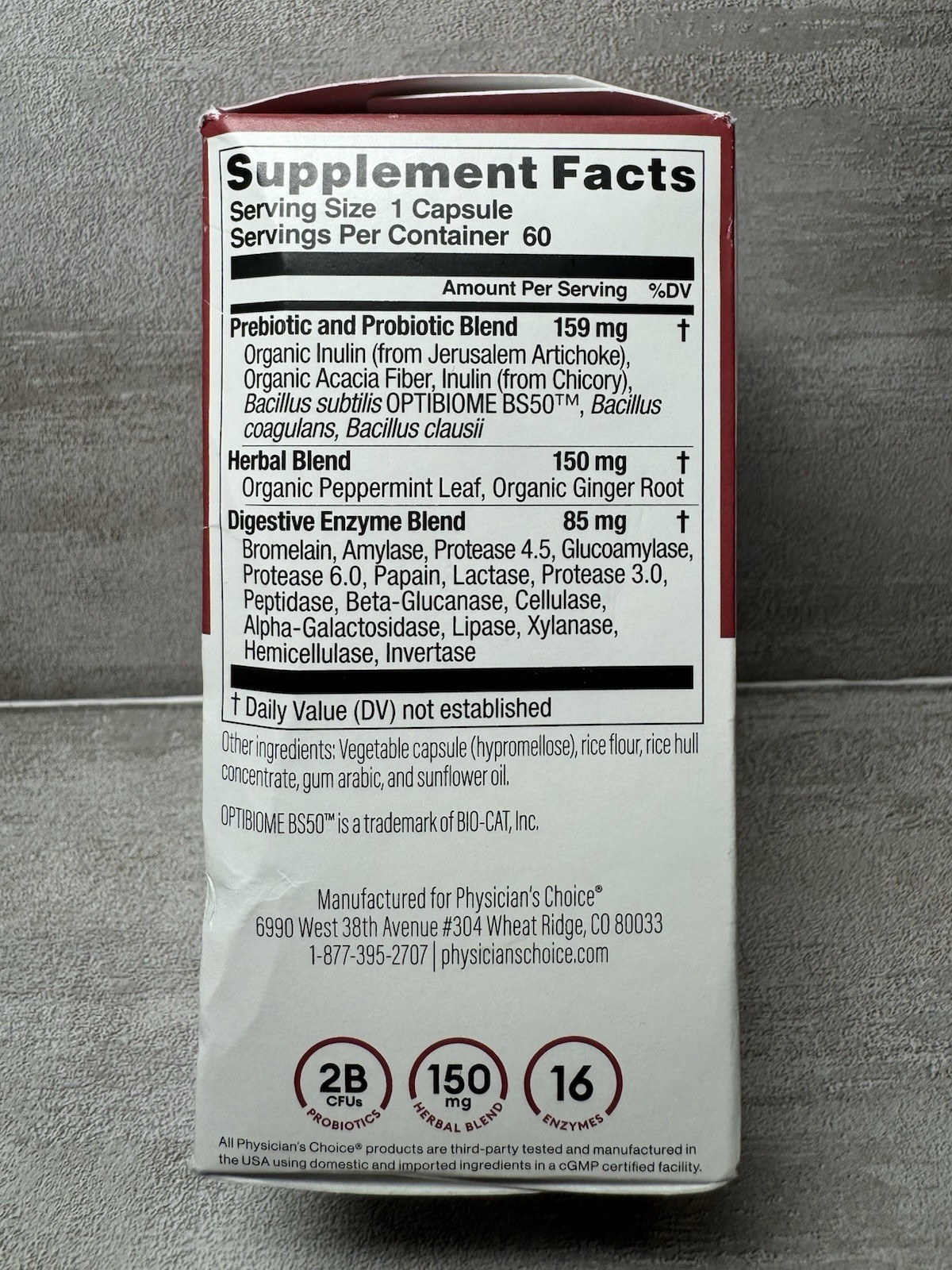 Physician’s Choice Digestive Enzymes Prebiotic Probiotic 60 Capsules Exp 05/2027