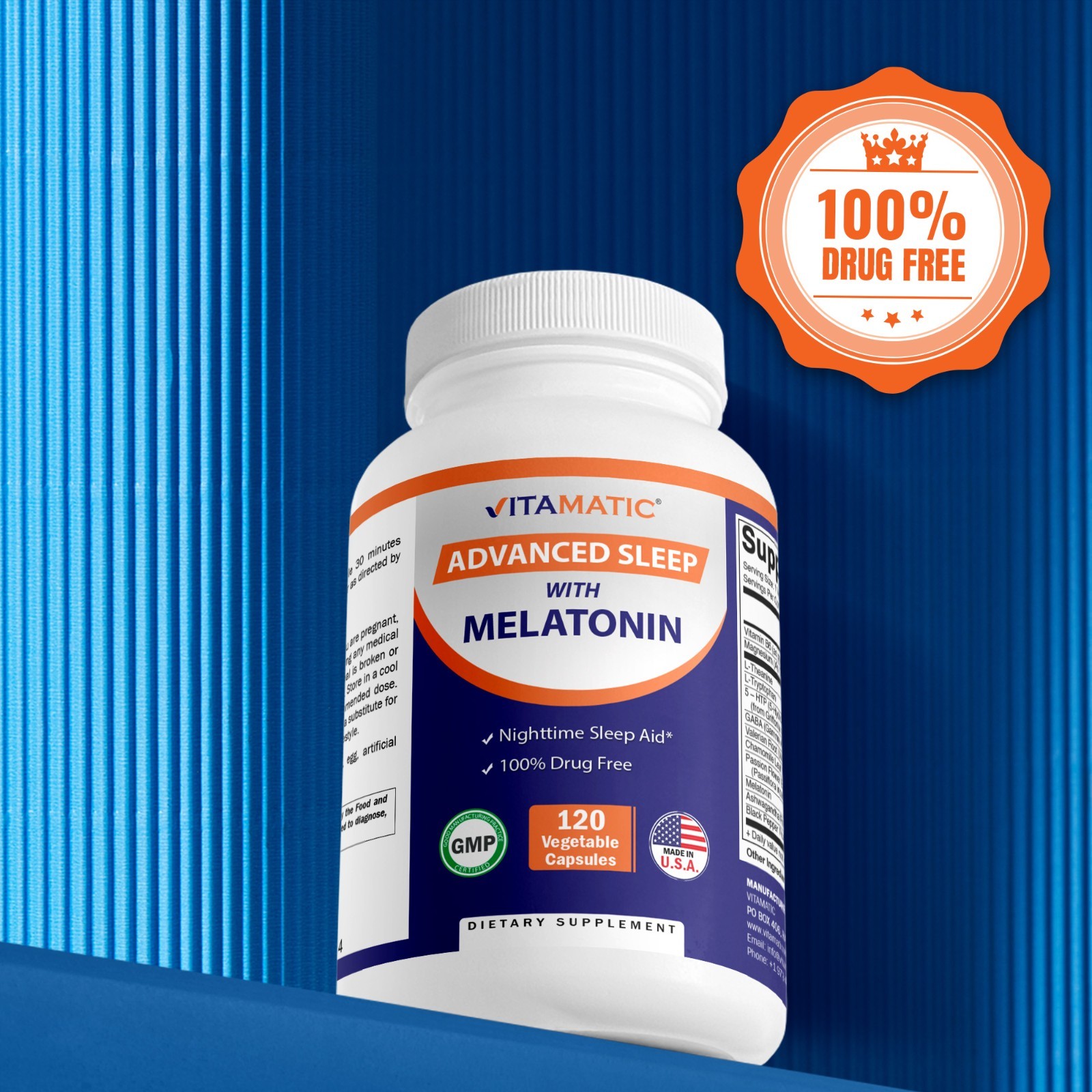 Vitamatic Advanced Sleep Aid with Melatonin – 120 Vegetable Capsules