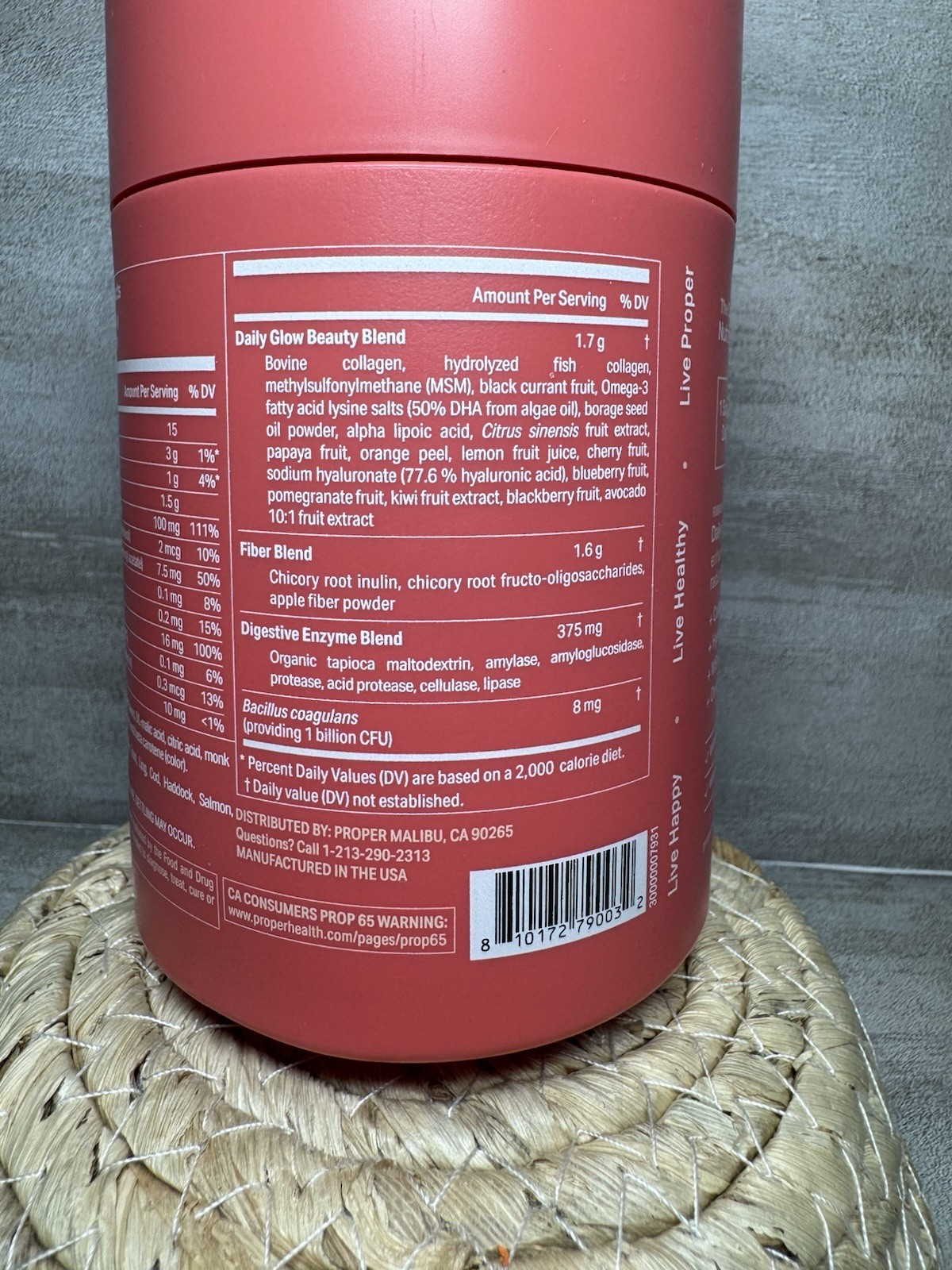 Proper Daily Glow Peach Superfood Powder 30 Servings Gluten-Free Exp 06/28/27