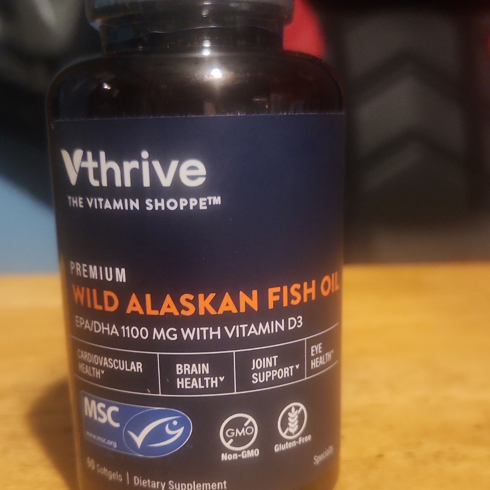 Vthrive Wild Alaskan Fish Oil EPA/DHA 1100mg Vitamin D3 60 Softgels