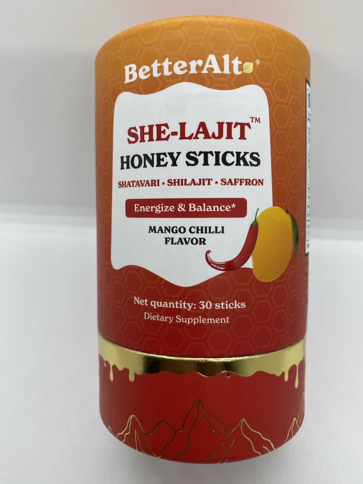 BetterAlt She-Lajit Shilajit Honey Sticks Mango Chilli 30 Sticks Exp 08/2028
