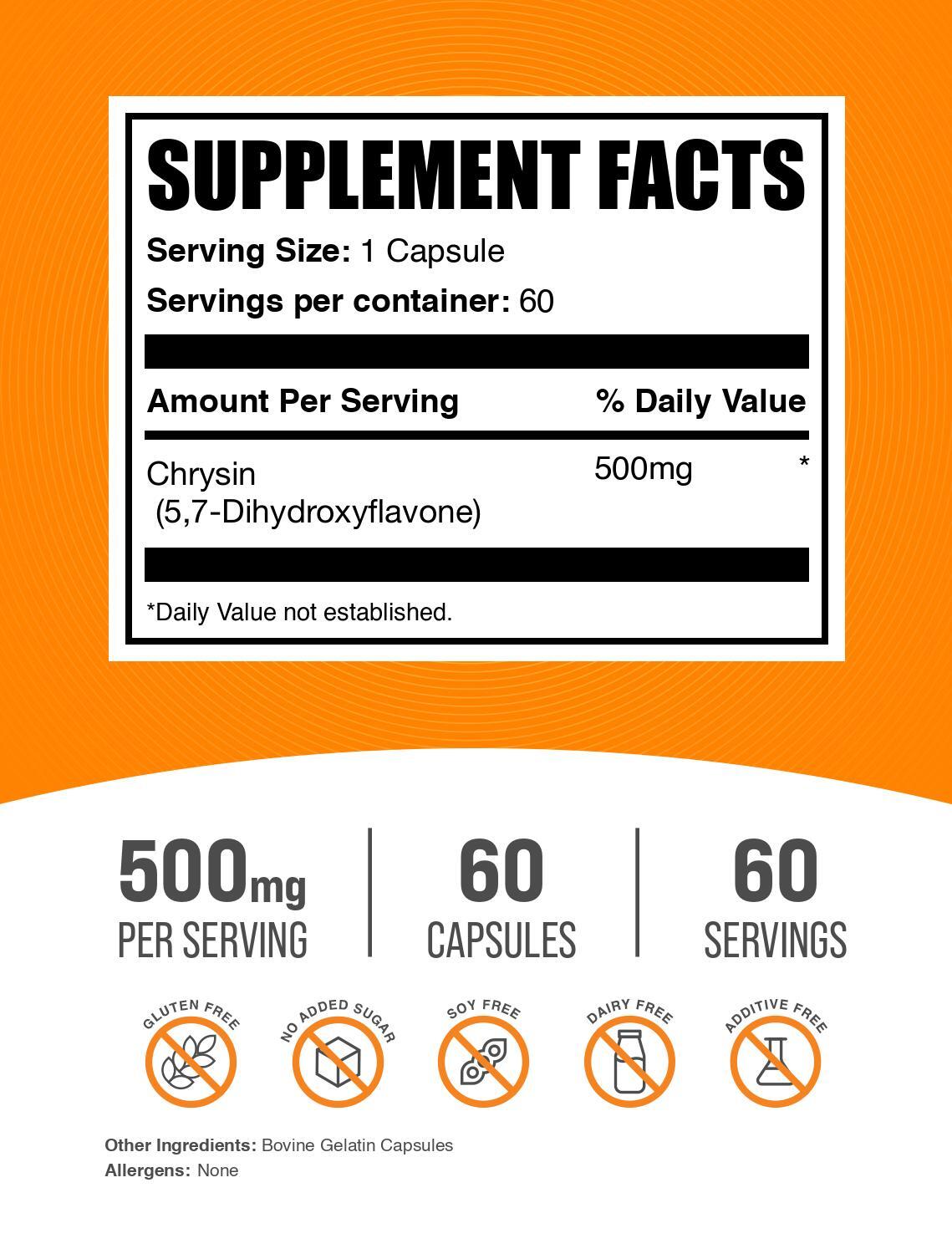 BulkSupplements Chrysin Capsules – 500mg per Serving