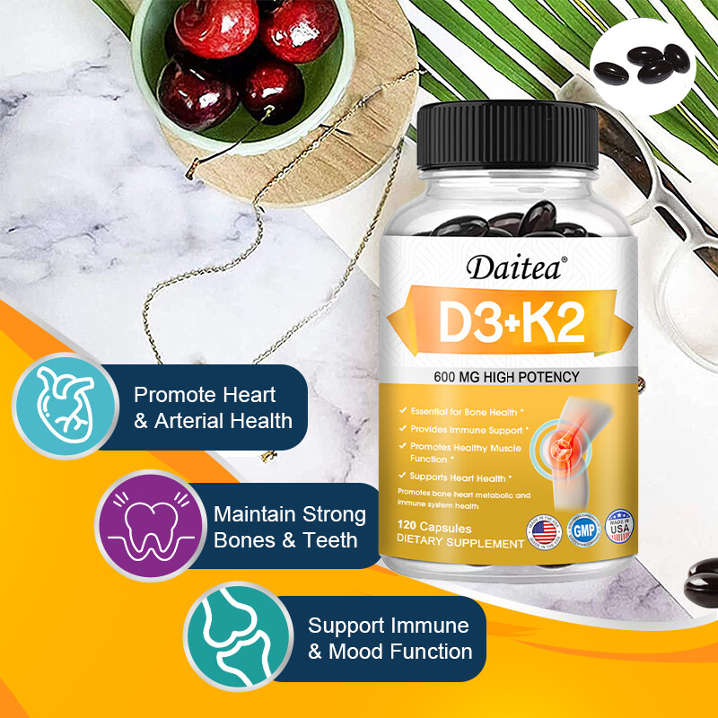 Vitamin K2 (MK7) + Vitamin D3 (5000 IU) 30 To 120 Capsules – Gluten Free
