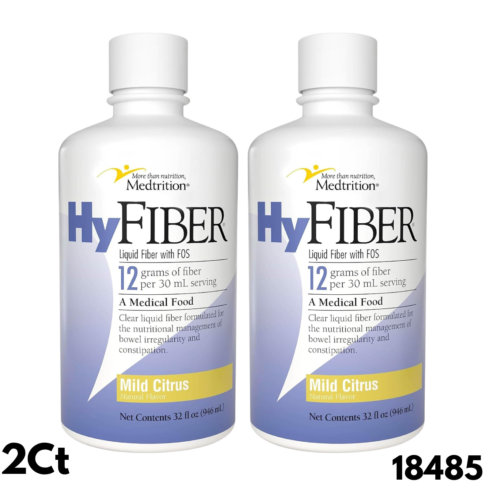 2Ct HyFiber Tube Feeding Formula with FOS Citrus 32 oz Bottle Ready to Use 18485