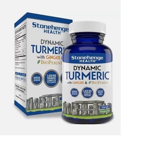 Stonehenge Dynamic Turmeric with Ginger & Bioperine 90 Cap. (PACK 3) – Exp05/27