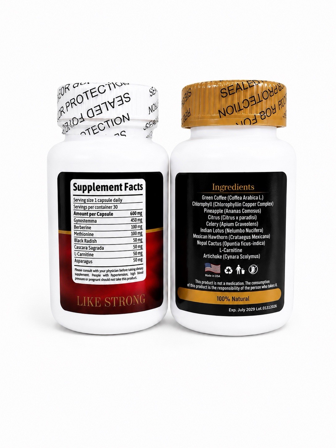 Luze Fit Like Strong & Gold Pass Dietary Supplement 30 Capsules Each (2 Pack)
