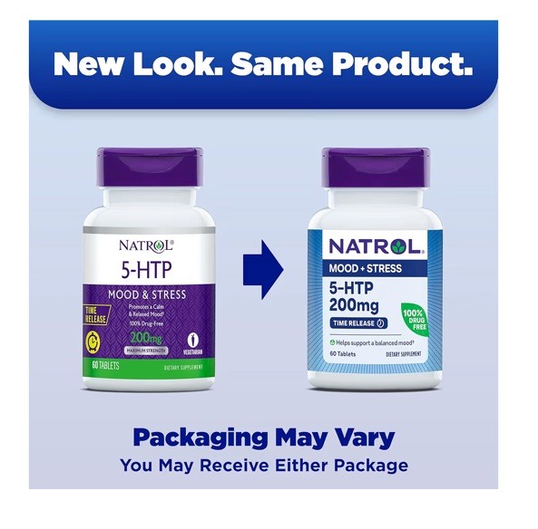3-Pack 200 mg 60 Time-Release Tablets Natrol Mood + Stress 5-HTP 200mg EXP3/2026
