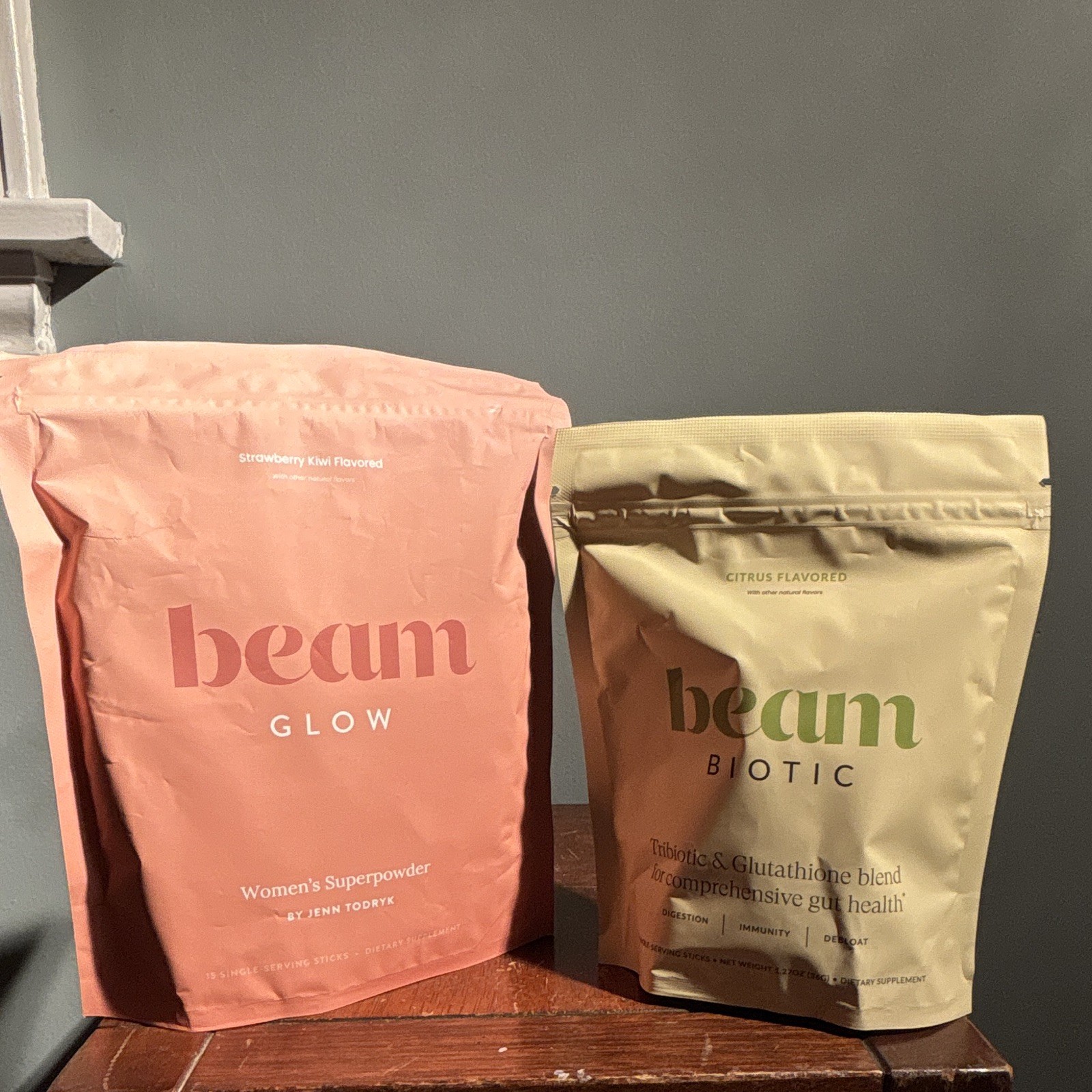 beam Glow Superpowder Strawberry Kiwi + beam Biotic Citrus Powder, 2 Pack Duo