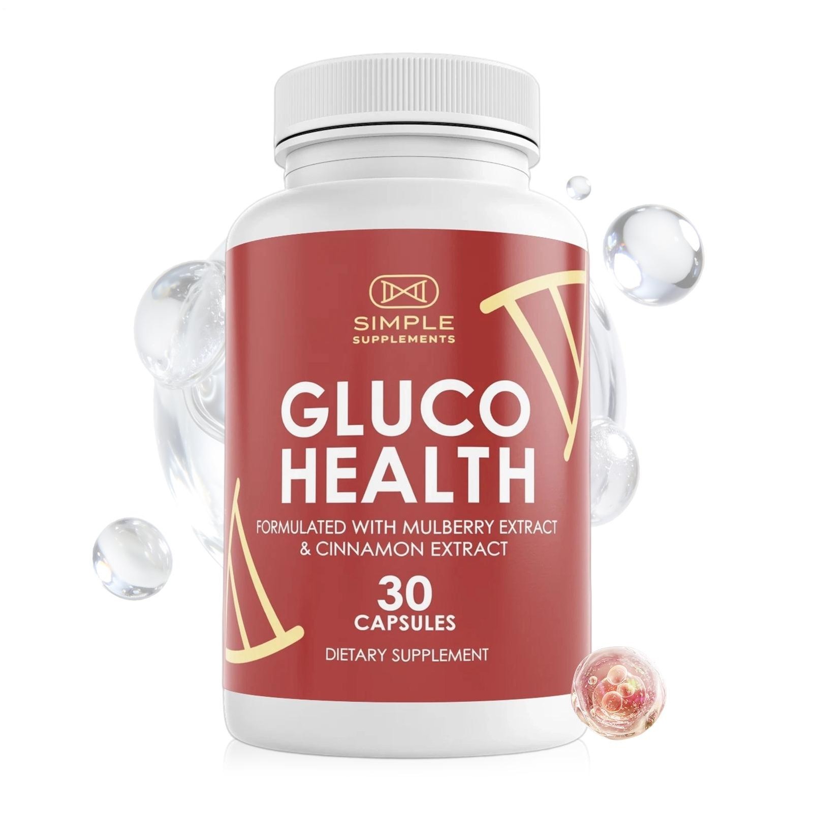 Gluco-Health Blood Health Support Dietary Supplement 30 Capsules （1-5 pack）