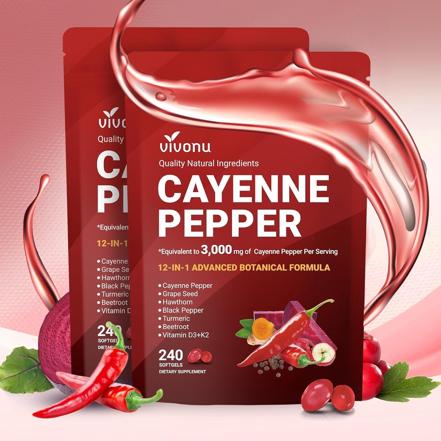 VivoNu Cayenne Pepper Softgels Supplement, Heart and Blood Vessel Wellness