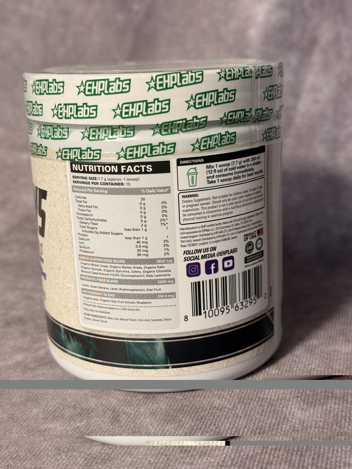EHPlabs OxyGreens Daily Super Greens Powder Sugar-Free Forest Berries 4.09oz