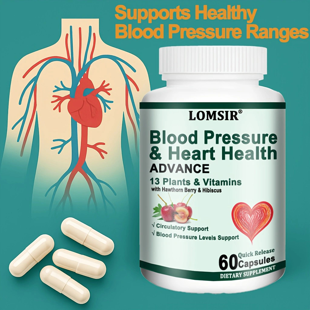 Heart Health Blood Pressure Support Supplement with Hawthorn Berry – 60 Capsules