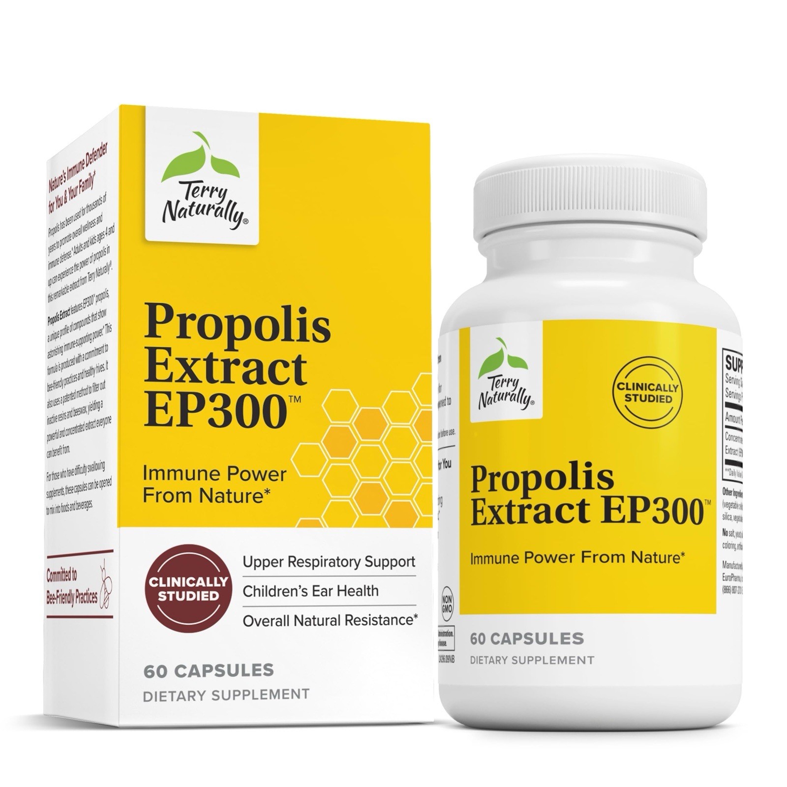 Terry Naturally Propolis Extract EP300 100mg 60 Capsules Non-GMO Lab-Tested