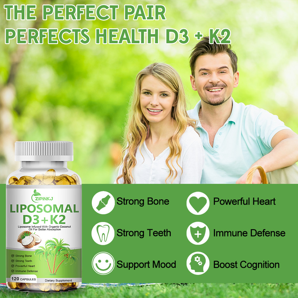LIPOSOMAL D3+K2 120 Capsules With Organic CoconutOil For Better Absorption