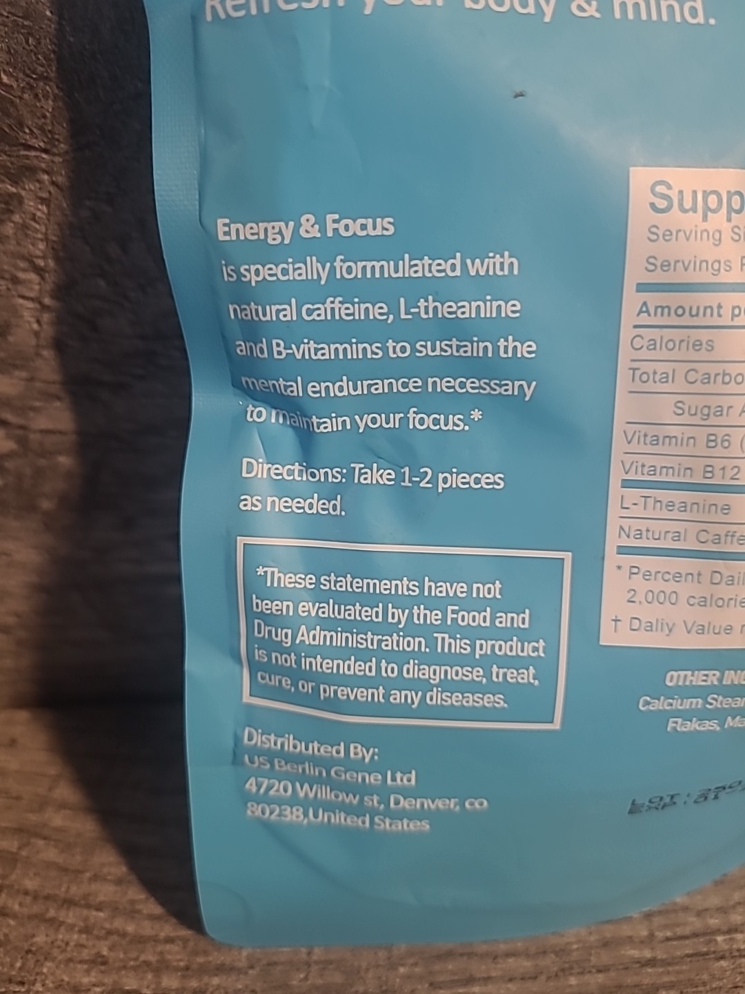 Mints Energy & Focus Caffeine 90 Pieces Dietary Supplement • Peppermint • 1/2027
