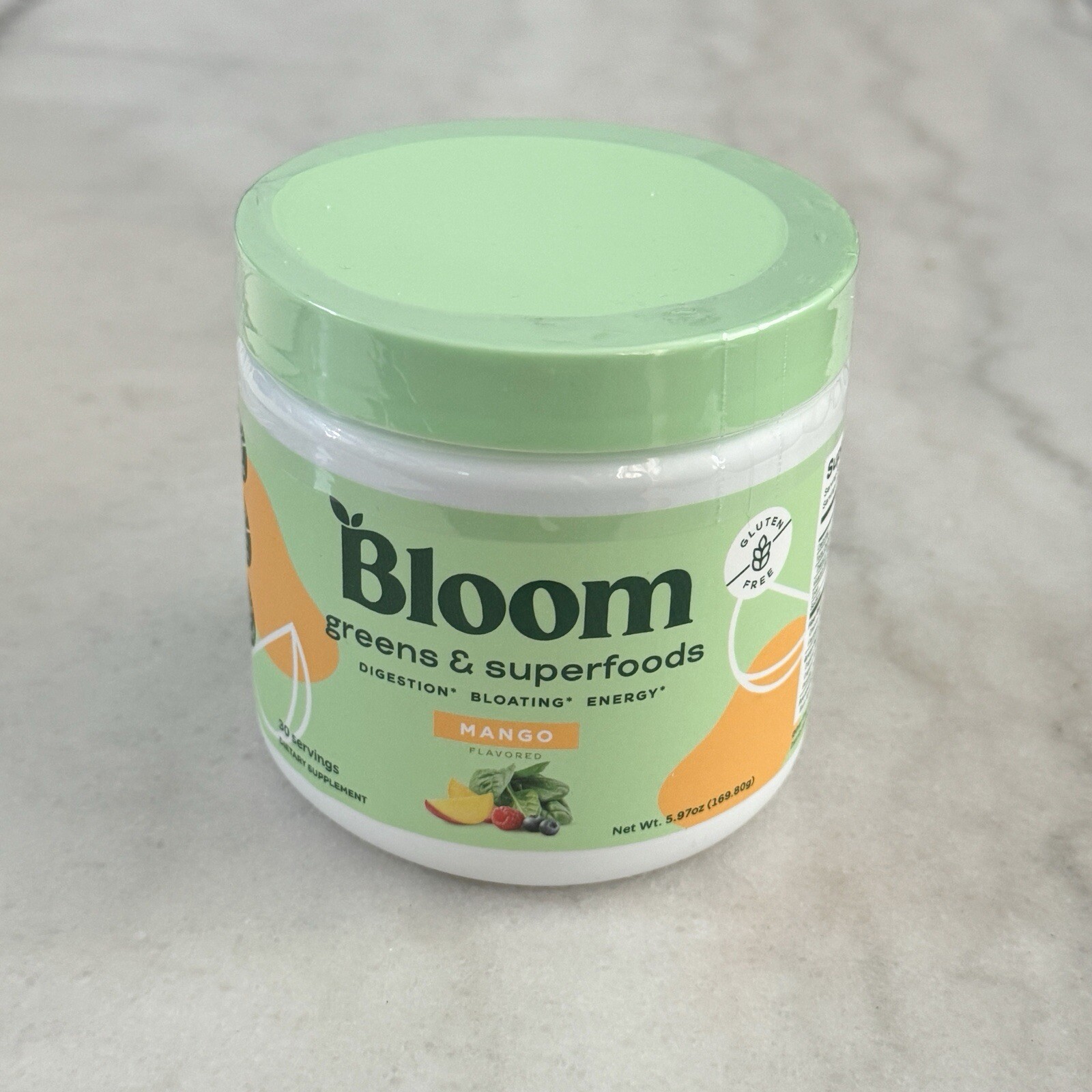 Bloom Nutrition Greens & Superfoods Powder MANGO 30 Servings Super Greens 5.9 oz