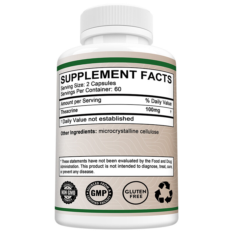 Theacrine Supplement 100g – Helpful Mental Focus and Motivation 30 To 120 Caps