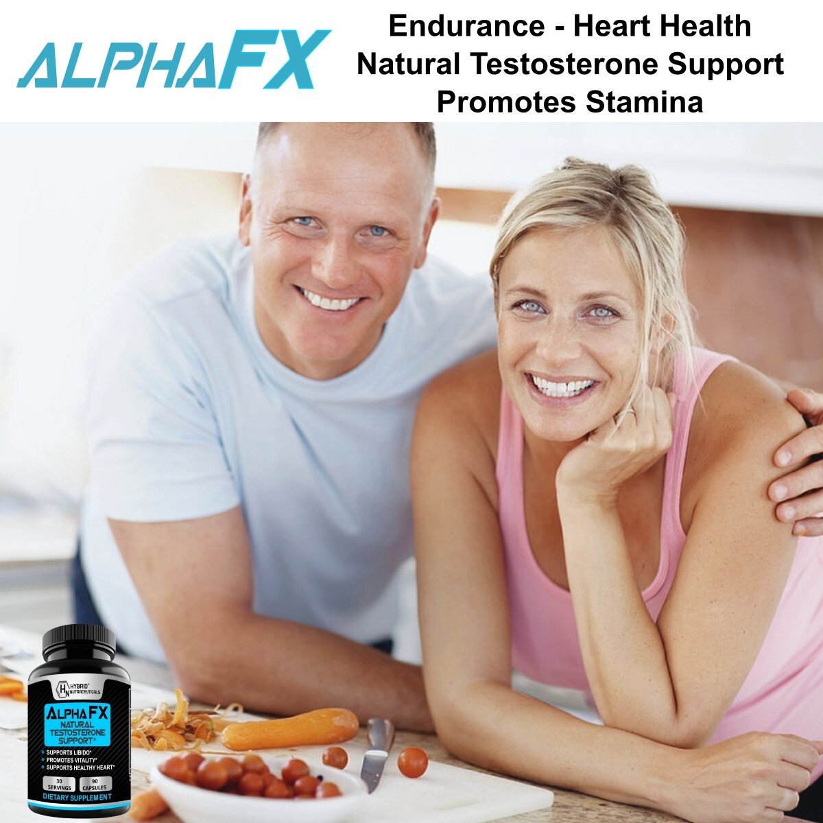 AlphaFX Men’s Testosterone Booster, Estrogen Blocker, Energy, Libido (2-Pack)