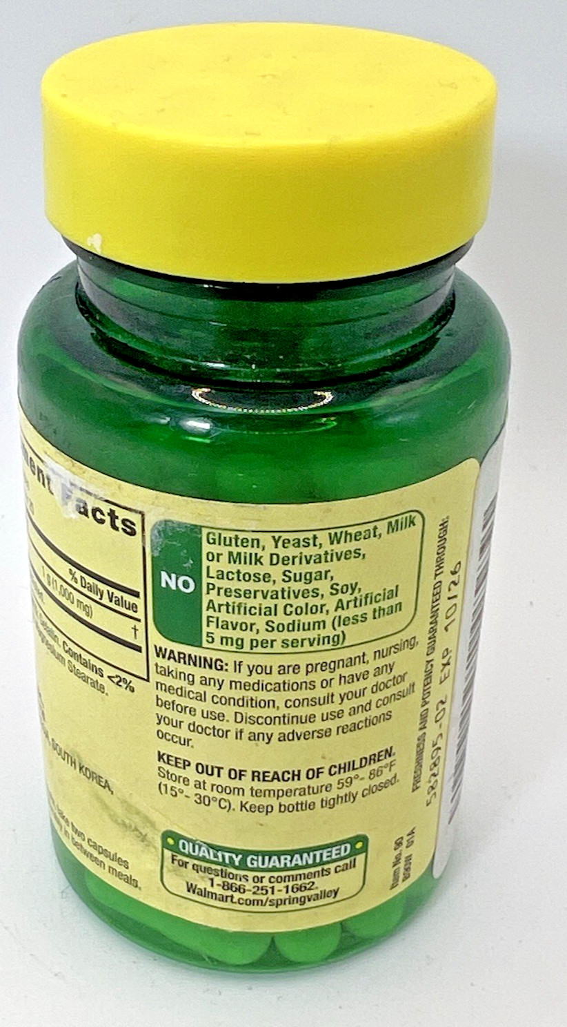 Spring Valley L – Arginine 500 mg 50ct heart health Capsules Exp 10/26 B83