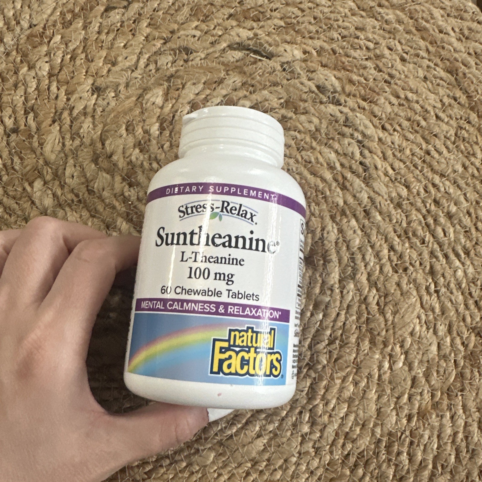 Natural Factors Stress-Relax Suntheanine L-Theanine 100 mg 60 Chewable Tabs