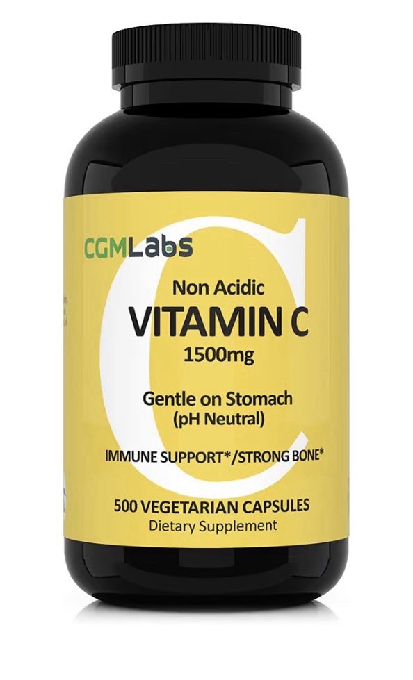 CGMLABS Non Acidic Vitamin C 1500mgDietary Supplement with Calcium 500 Capsules