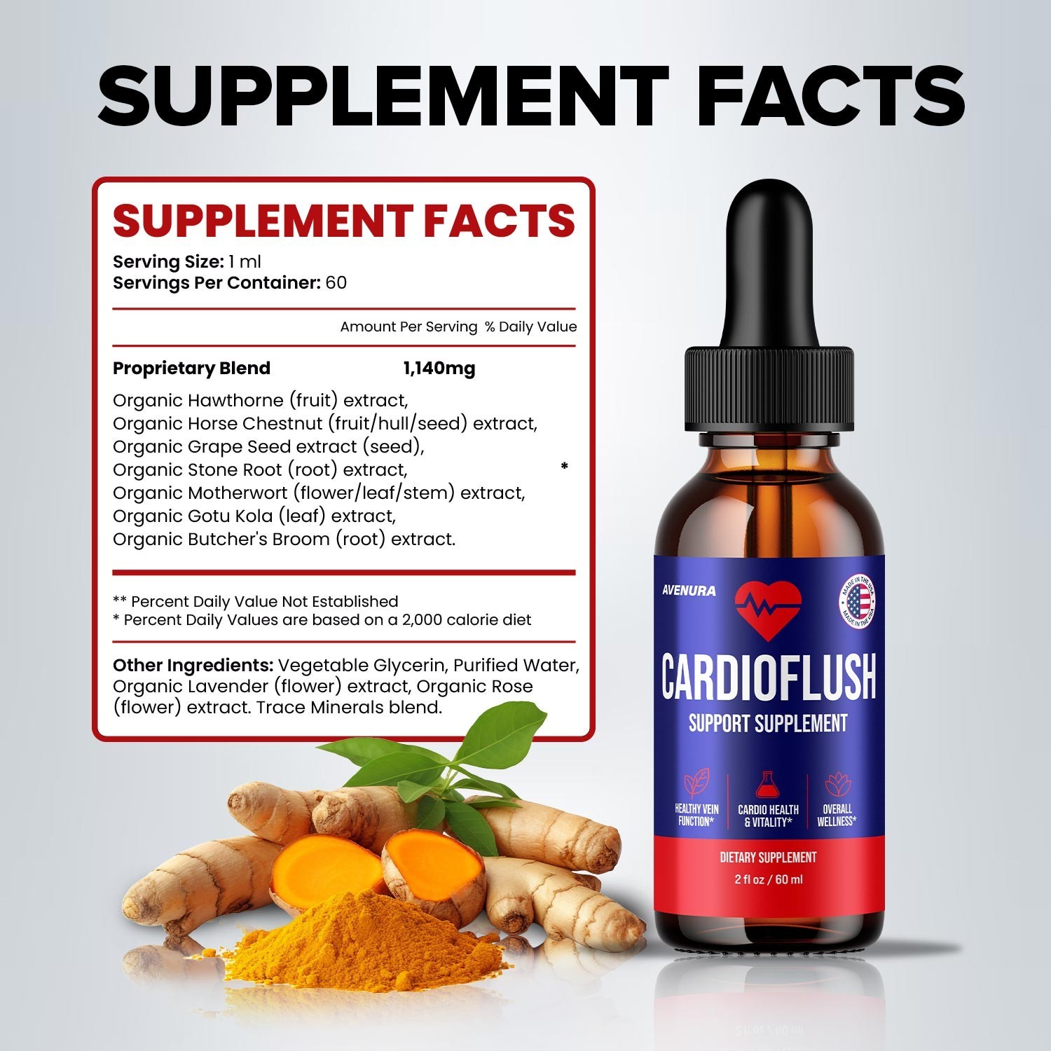 (5 Pack) CardioFlush Liquid Drops – Cardio Flush Extra Strength Natural Blend