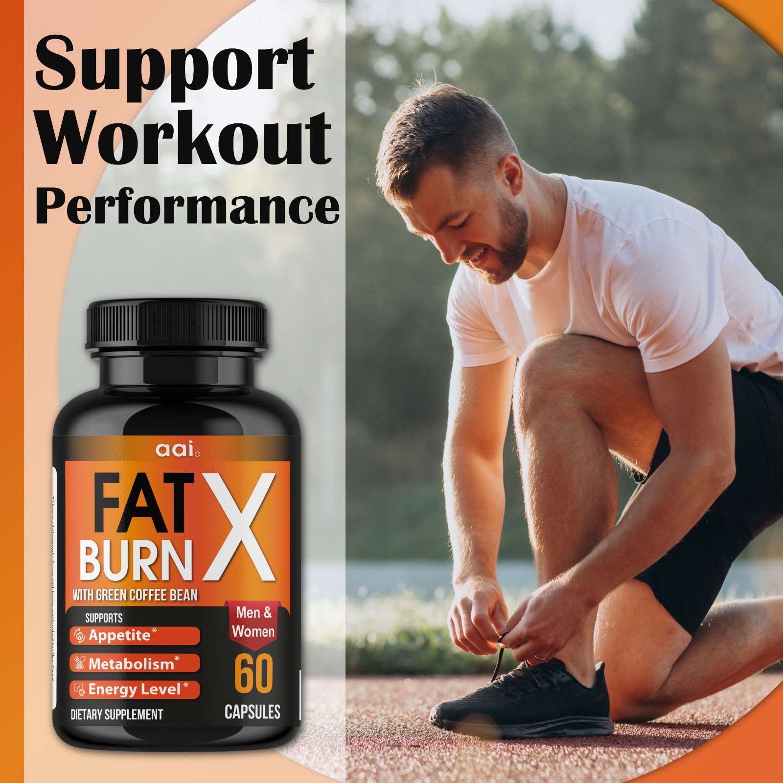 Fat Burn X Green Coffee Bean Capsules Metabolism Energy Support 60 Count