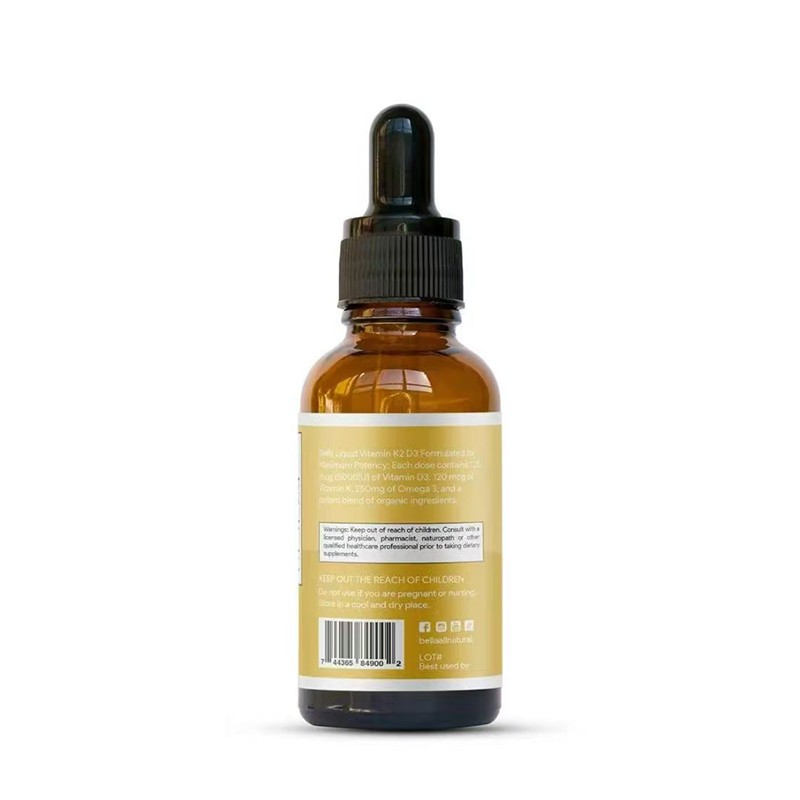 2 BOTTLES-Bella All Natural D3 K2 Drops Organic Omega 3 MCT Oil 50ml Supplements