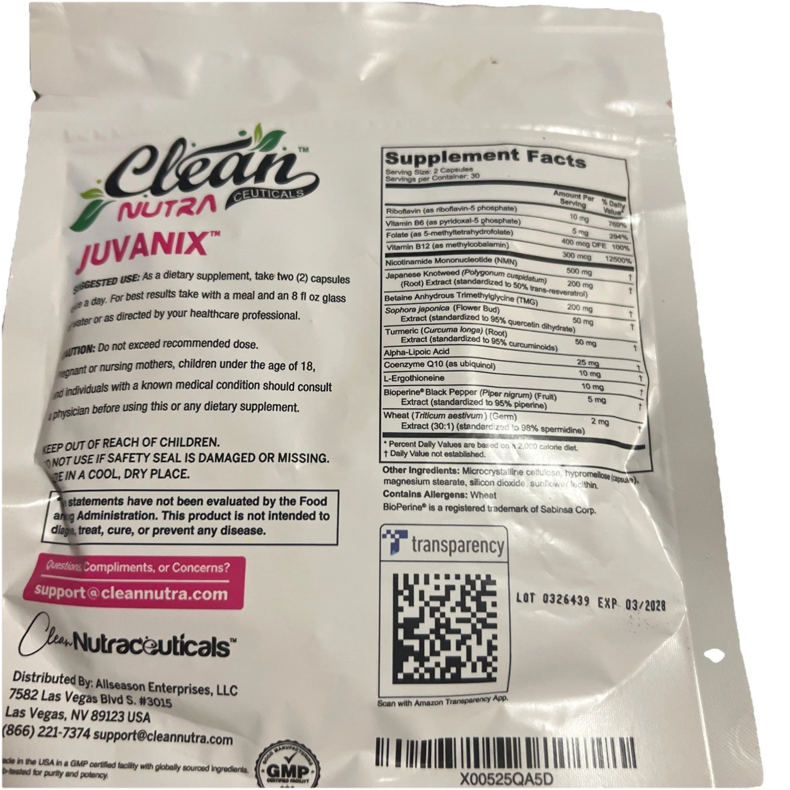 Clean Nutra Women’s NAD+ Support Healthy Aging Longevity Matrix 60 Capsules
