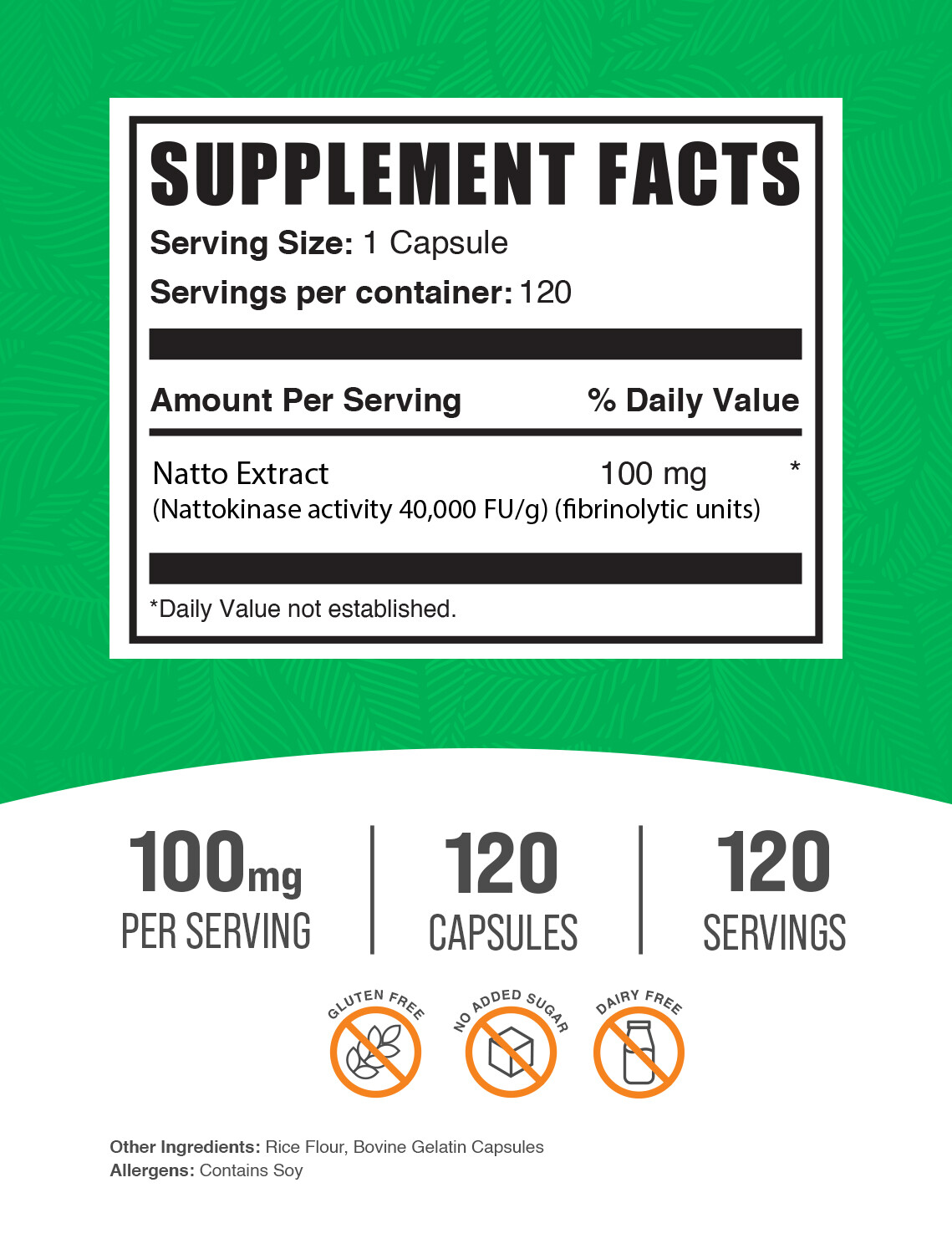 BulkSupplements Nattokinase 4000 FU 120 Capsules – 100 mg Per Serving