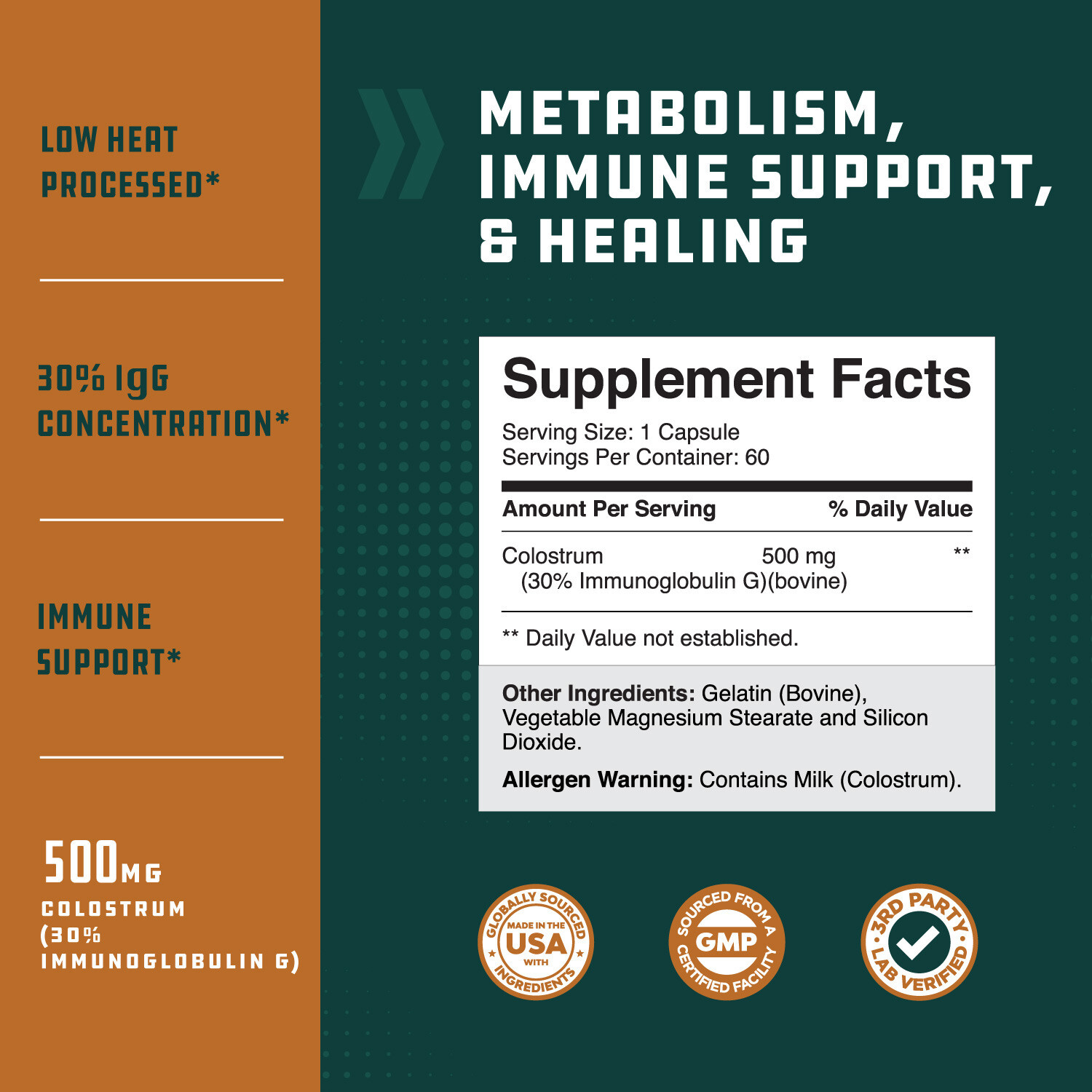 Bovine Colostrum Capsules with Immunoglobulin G – Colostrum Supplement