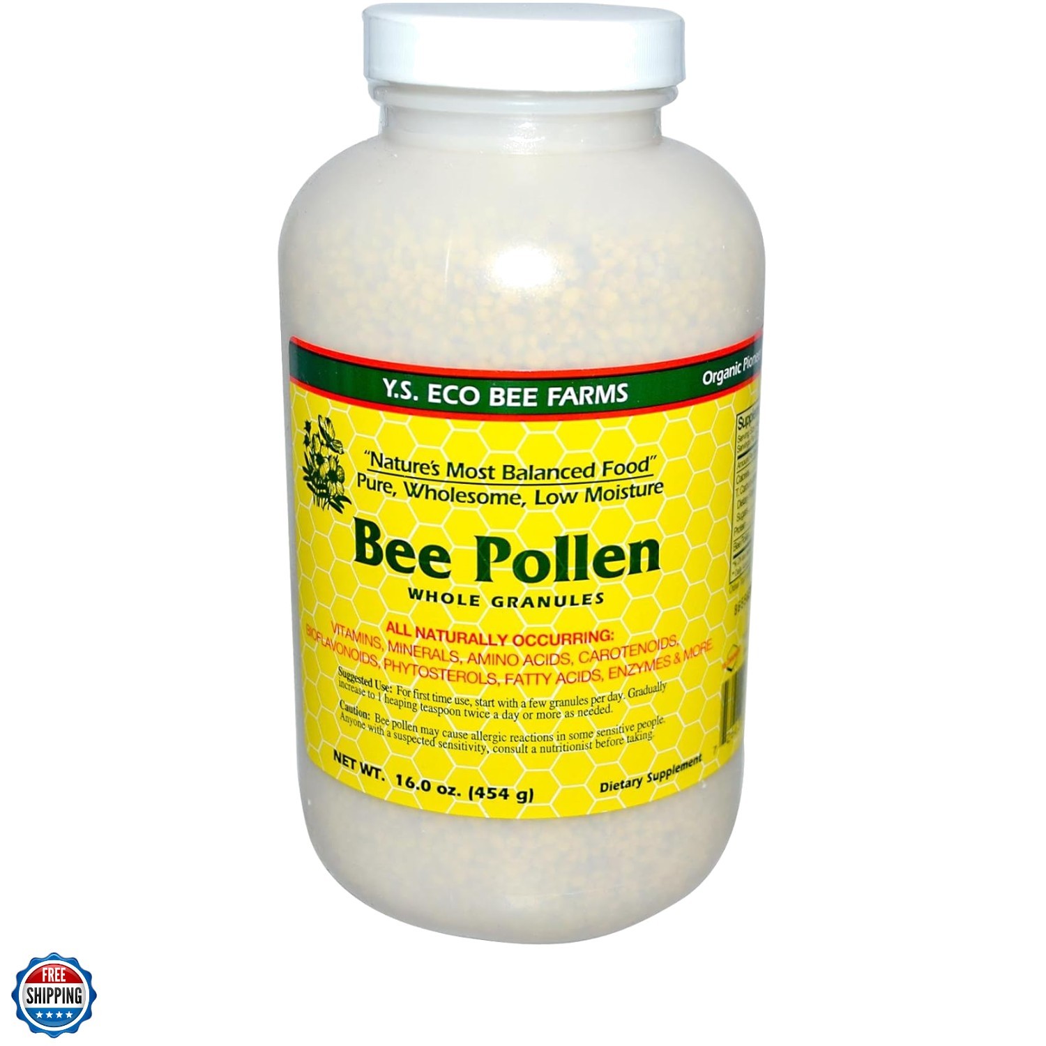 Bee Pollen – Low Moisture Whole Granulars YS Eco Bee Farms 16 oz Granular