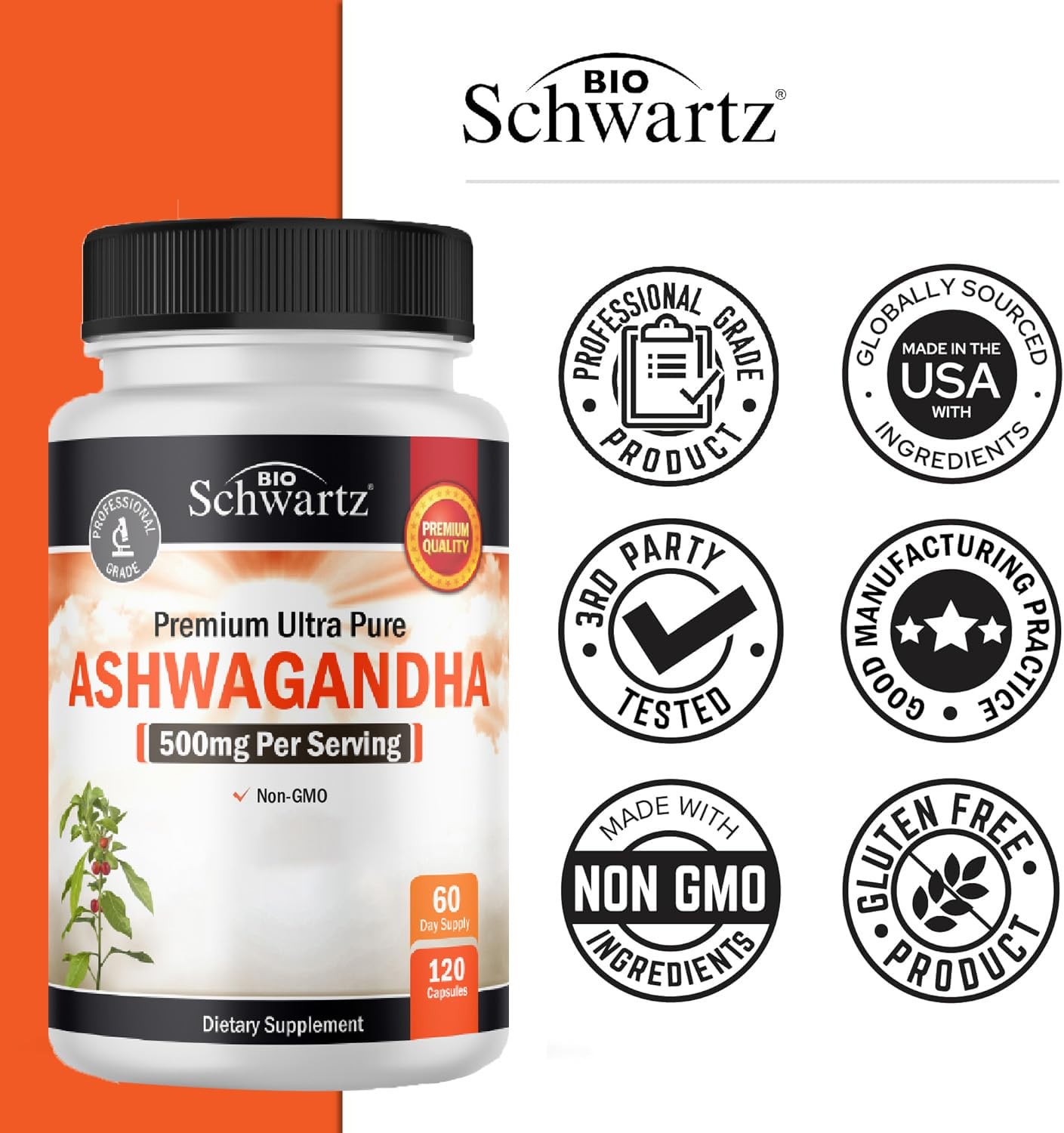 Ashwagandha Supplements – Extra Strength 120 Count (Pack of 1)