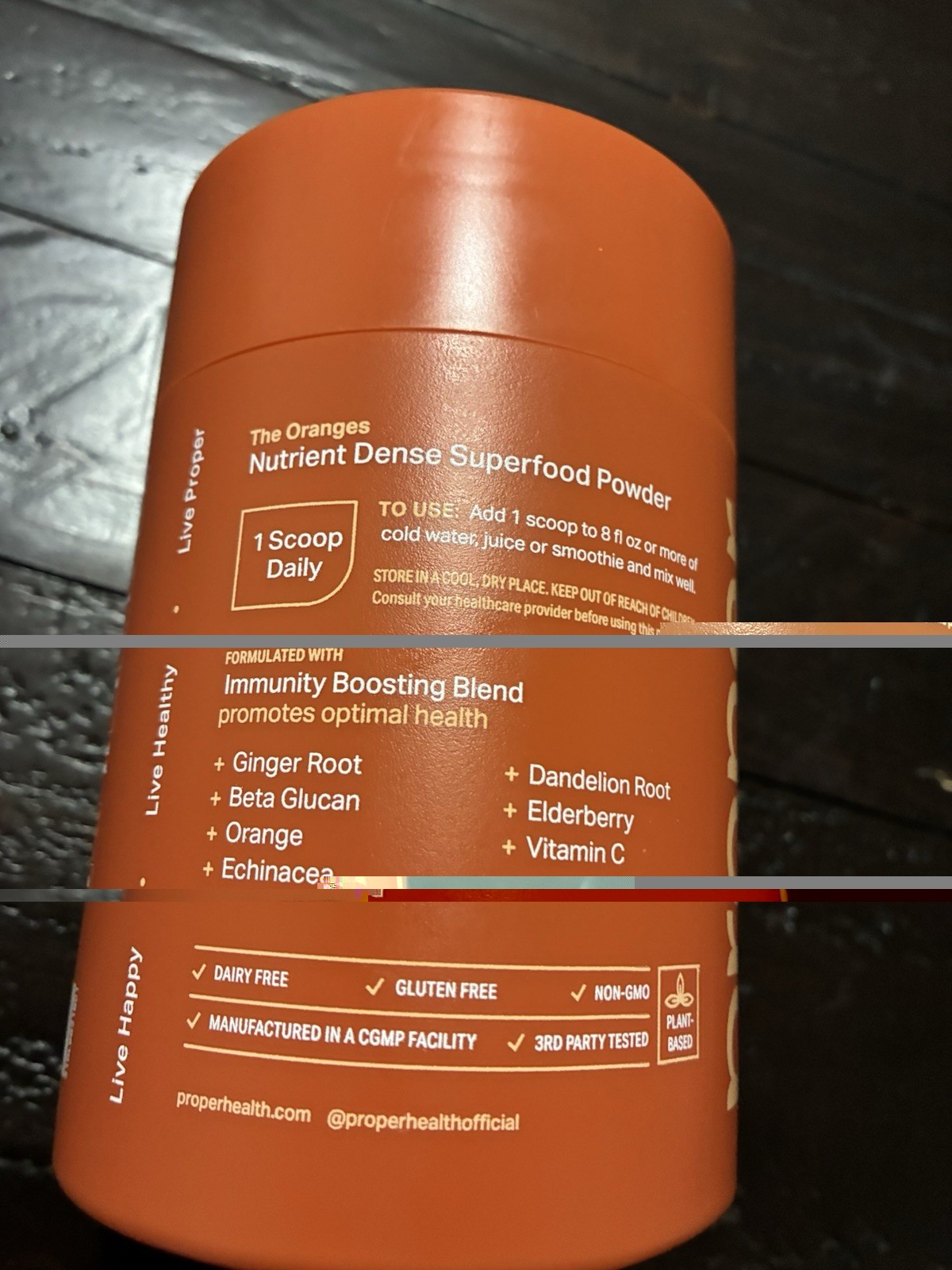 PROPER Immune Support Superfood Powder Orange Tangerine With Vitamins Exp 01/27