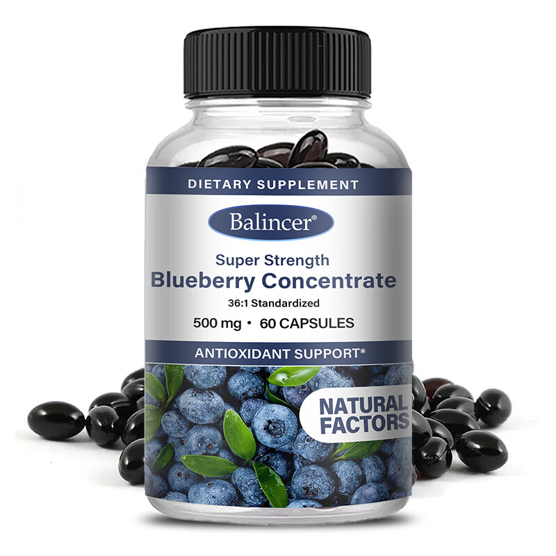 Blueberry Concentrate 500 Mg Capsules ANTIOXIDANT SUPPORT,PROMOTES EYE HEALTH