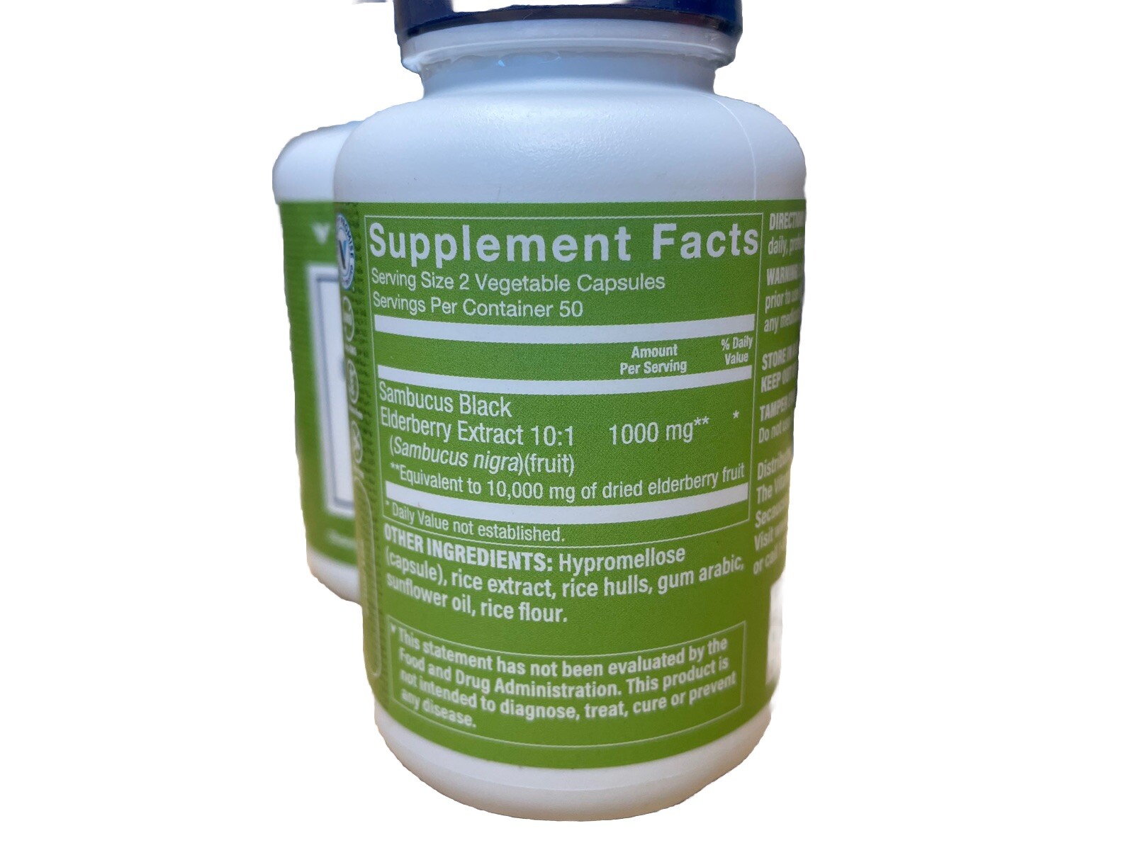 Vitamin Shoppe Sambucus Black Elderberry Dietary Supplement, 100Caps 2 PK Bundle