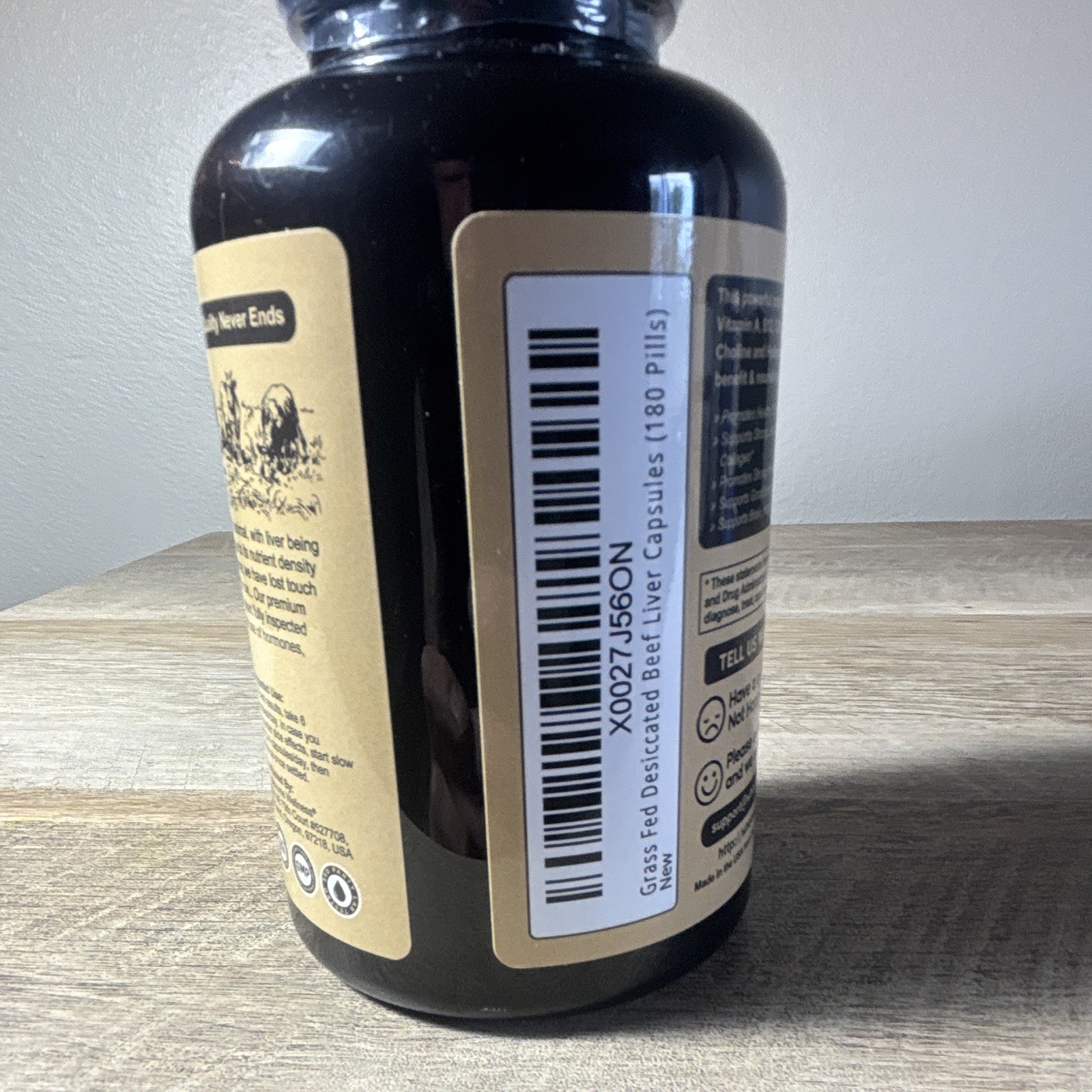 Wholesome Wellness Grass Fed Beef Liver Capsules 4500mg, 180 Count