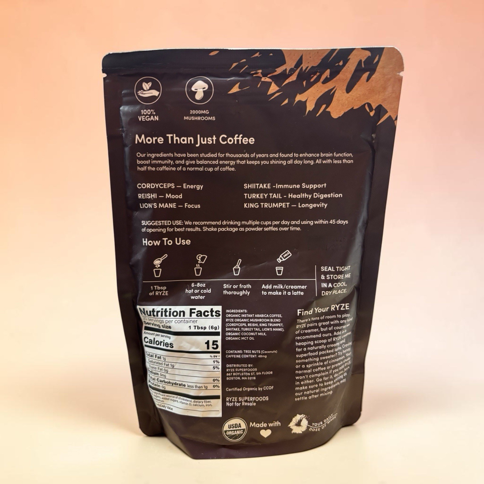 RYZE Mushroom Coffee Organic Superfood Blend 6.35 oz Bags Lot of 3 Exp 1/2028