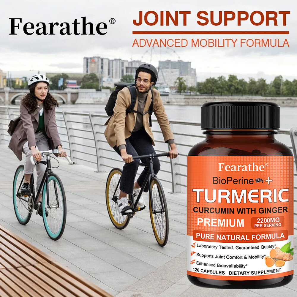 Turmeric Curcumin 2200mg w/Ginseng – Bones, Joint Support Vegan Caps