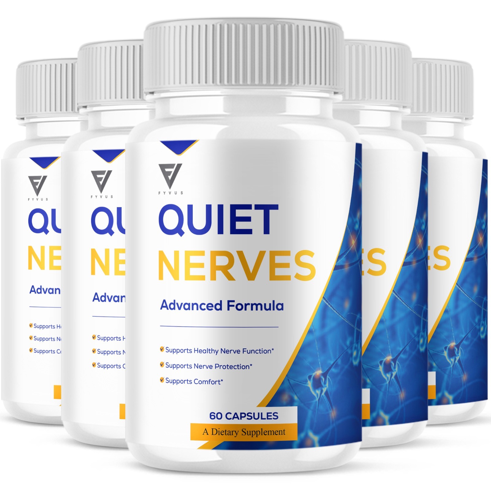 (5 Pack) Quiet Nerves Advanced Support, QuietNerves Formula (300 Capsules)