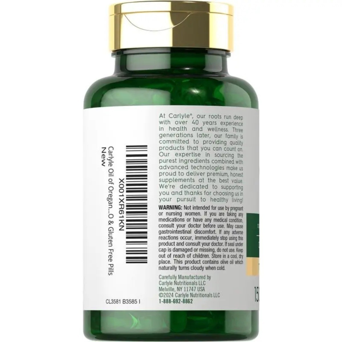 Carlyle Oregano Oil 4000mg Capsules Immune Digestive Wellness Support 150 Count
