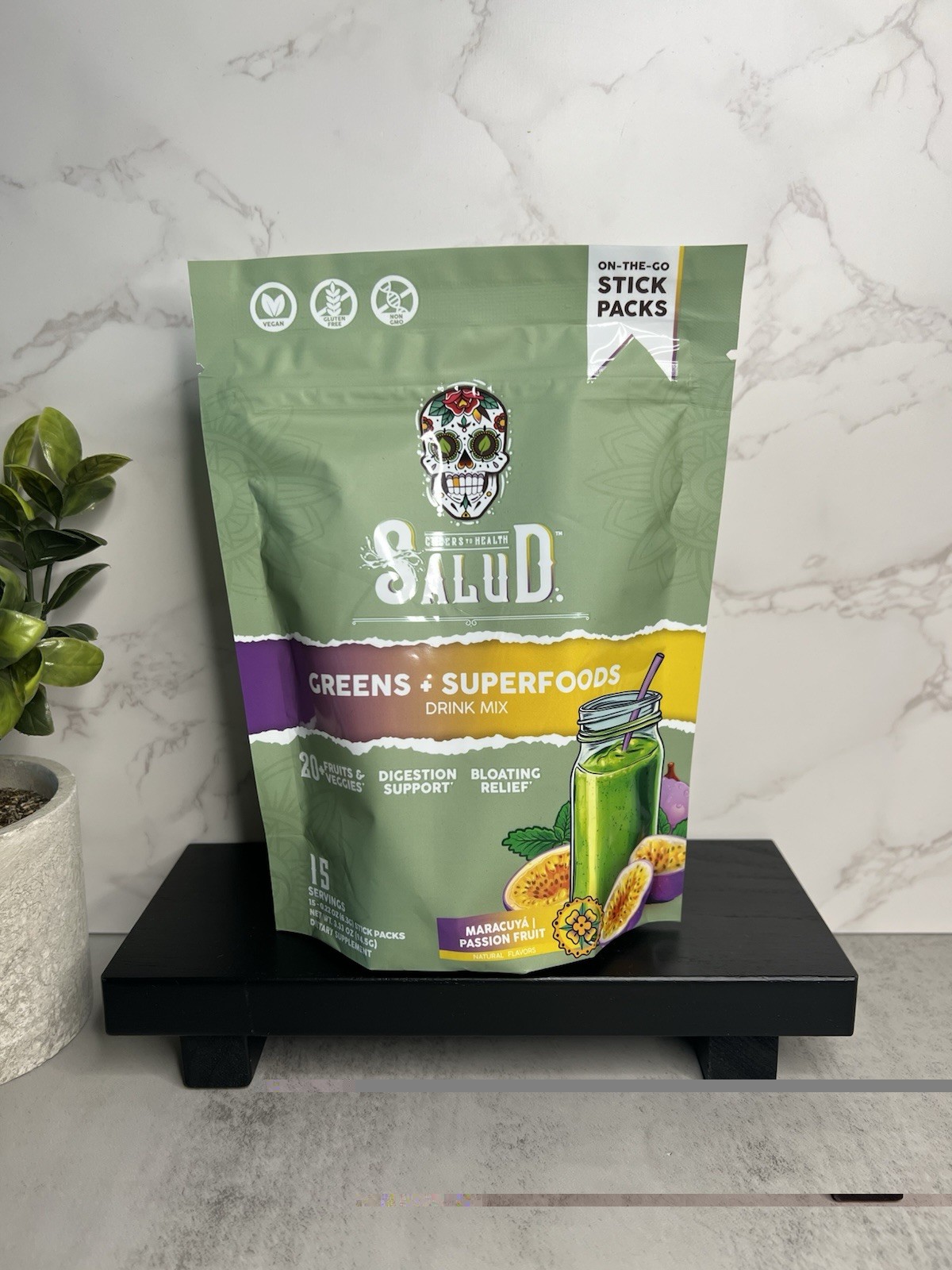 Salud Greens+Superfoods Maracuya Passion Fruit 15 Sticks Exp 11/2026